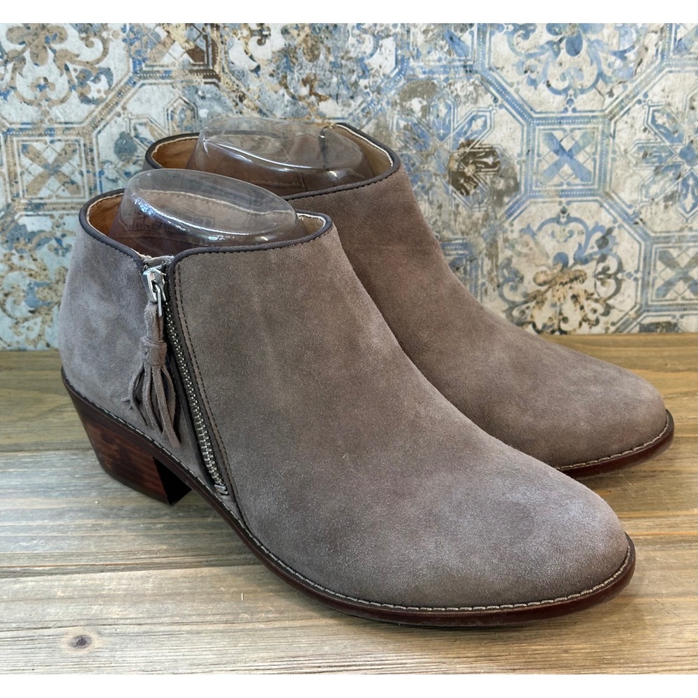 Vionic Serena Ankle Boot Tassel Suede BOHO Fall Classic Womens 7.5 Taupe
